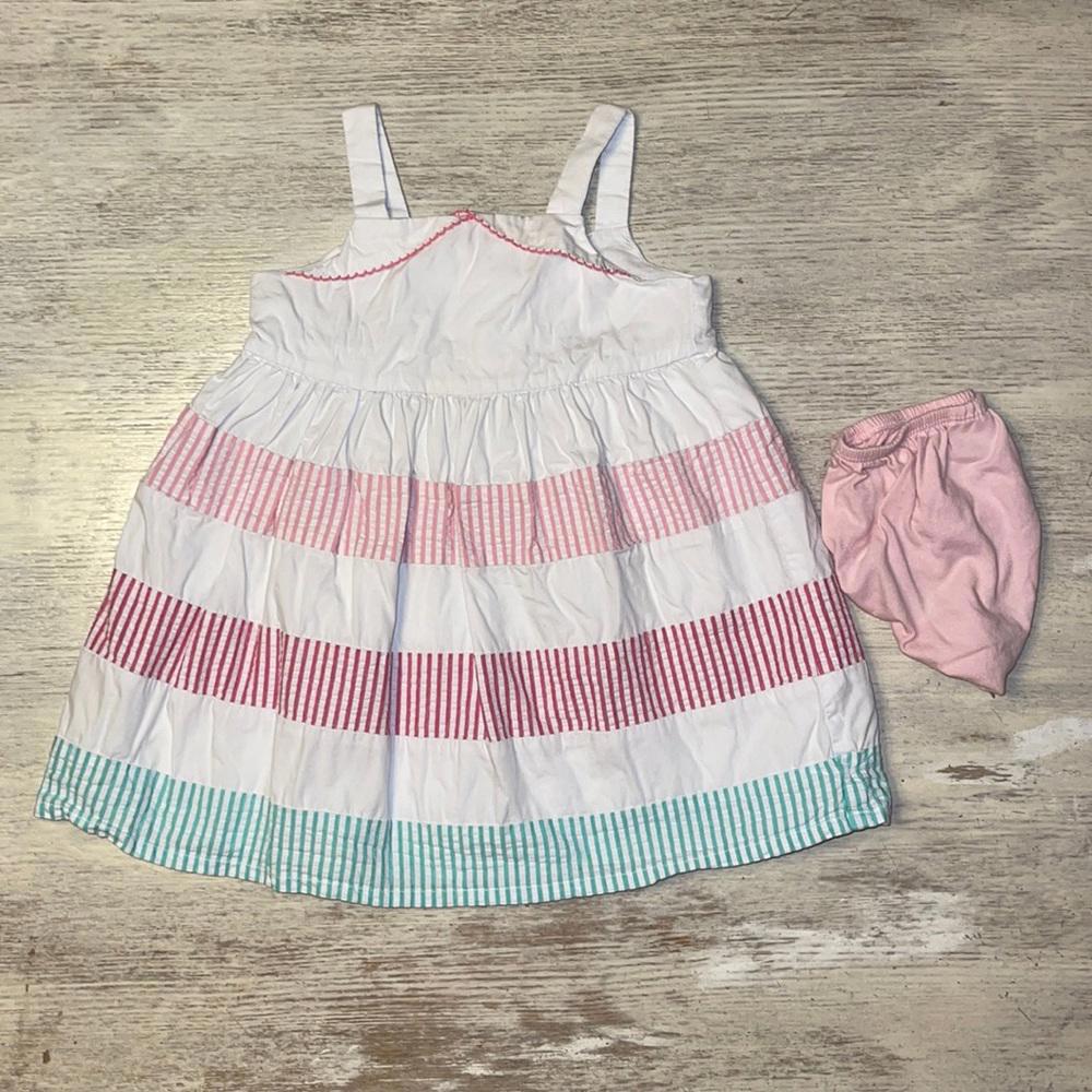 Euc Gymboree Colorful Seersucker Striped White Cotton Dress Size 18-24 Months